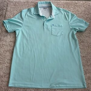 IZOD Saltwater Polo Shirt Mens Medium Aqua Performance Stretch